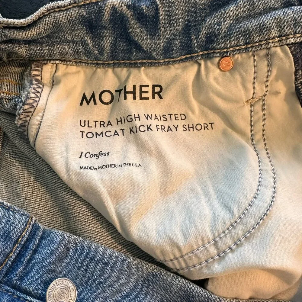 MOTHER "Superior"  NWT Ultra Hise Rise Button Fly Denim Shorts - $228 Retail - Picture 6 of 17